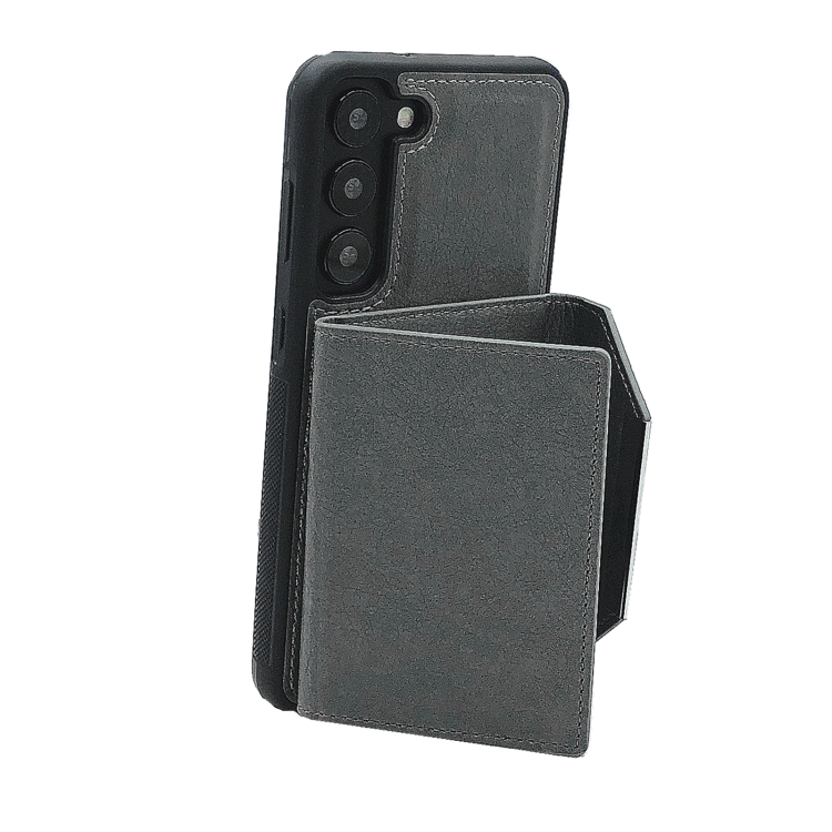 For Samsung Galaxy S23+ 5G Solid Color Metal Buckle Card Slots Bag Phone Case(Grey) For Samsung Galaxy S23+ 5G Solid Color Metal Buckle Card Slots Bag Phone Case(Grey)