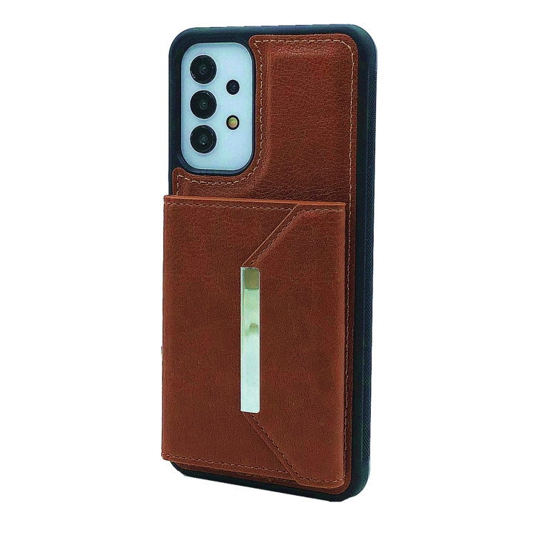 For Samsung Galaxy S20 FE Solid Color Metal Buckle Card Slots Bag Phone Case(Brown) For Samsung Galaxy S20 FE Solid Color Metal Buckle Card Slots Bag Phone Case(Brown)