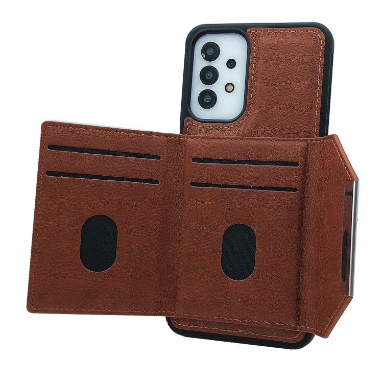 For Samsung Galaxy S20 FE Solid Color Metal Buckle Card Slots Bag Phone Case(Brown) For Samsung Galaxy S20 FE Solid Color Metal Buckle Card Slots Bag Phone Case(Brown)