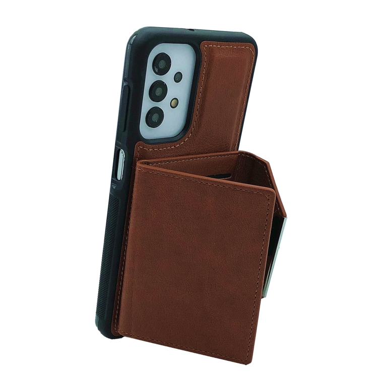 For Samsung Galaxy S20 FE Solid Color Metal Buckle Card Slots Bag Phone Case(Brown) For Samsung Galaxy S20 FE Solid Color Metal Buckle Card Slots Bag Phone Case(Brown)