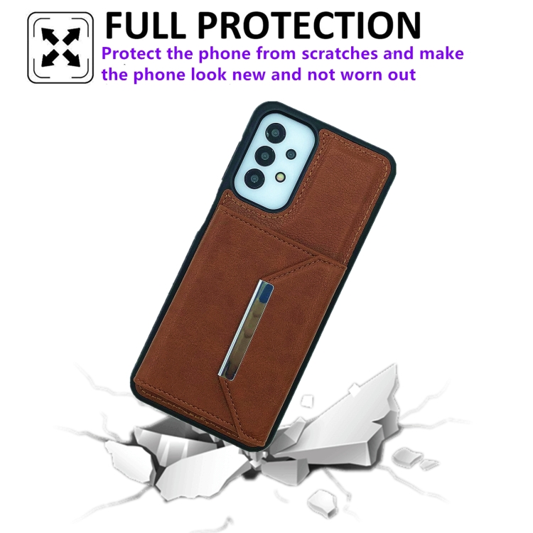 For Samsung Galaxy S20 FE Solid Color Metal Buckle Card Slots Bag Phone Case(Brown) For Samsung Galaxy S20 FE Solid Color Metal Buckle Card Slots Bag Phone Case(Brown)