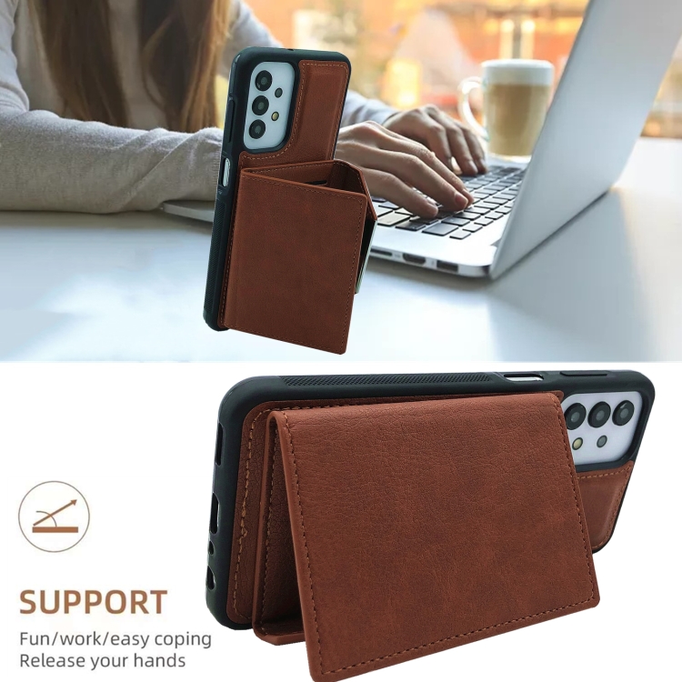 For Samsung Galaxy S20 FE Solid Color Metal Buckle Card Slots Bag Phone Case(Brown) For Samsung Galaxy S20 FE Solid Color Metal Buckle Card Slots Bag Phone Case(Brown)