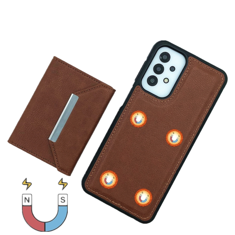 For Samsung Galaxy S20 FE Solid Color Metal Buckle Card Slots Bag Phone Case(Brown) For Samsung Galaxy S20 FE Solid Color Metal Buckle Card Slots Bag Phone Case(Brown)