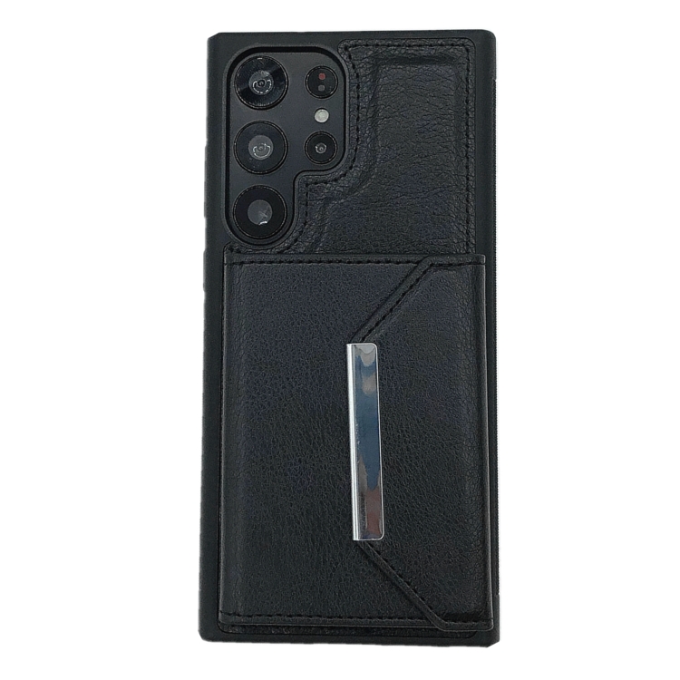 For Samsung Galaxy S21 Ultra 5G Solid Color Metal Buckle Card Slots Bag Phone Case(Black) For Samsung Galaxy S21 Ultra 5G Solid Color Metal Buckle Card Slots Bag Phone Case(Black)