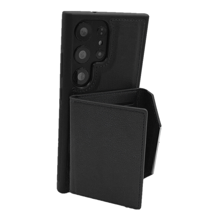 For Samsung Galaxy S21 Ultra 5G Solid Color Metal Buckle Card Slots Bag Phone Case(Black) For Samsung Galaxy S21 Ultra 5G Solid Color Metal Buckle Card Slots Bag Phone Case(Black)