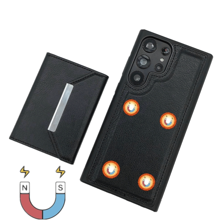 For Samsung Galaxy S21 Ultra 5G Solid Color Metal Buckle Card Slots Bag Phone Case(Black) For Samsung Galaxy S21 Ultra 5G Solid Color Metal Buckle Card Slots Bag Phone Case(Black)