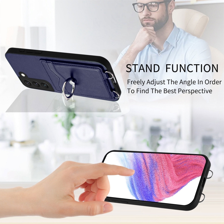 For Samsung Galaxy S22+ 5G R20 Ring Card Holder Phone Case(Blue) For Samsung Galaxy S22+ 5G R20 Ring Card Holder Phone Case(Blue)