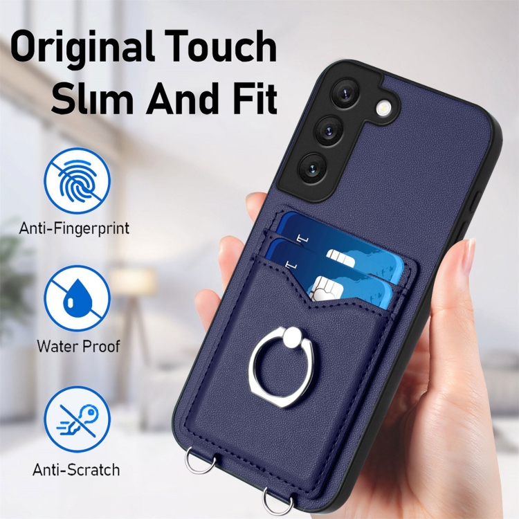 For Samsung Galaxy S22+ 5G R20 Ring Card Holder Phone Case(Blue) For Samsung Galaxy S22+ 5G R20 Ring Card Holder Phone Case(Blue)