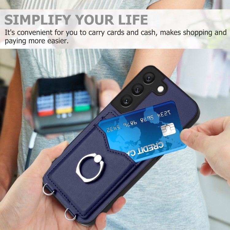 For Samsung Galaxy S22+ 5G R20 Ring Card Holder Phone Case(Blue) For Samsung Galaxy S22+ 5G R20 Ring Card Holder Phone Case(Blue)