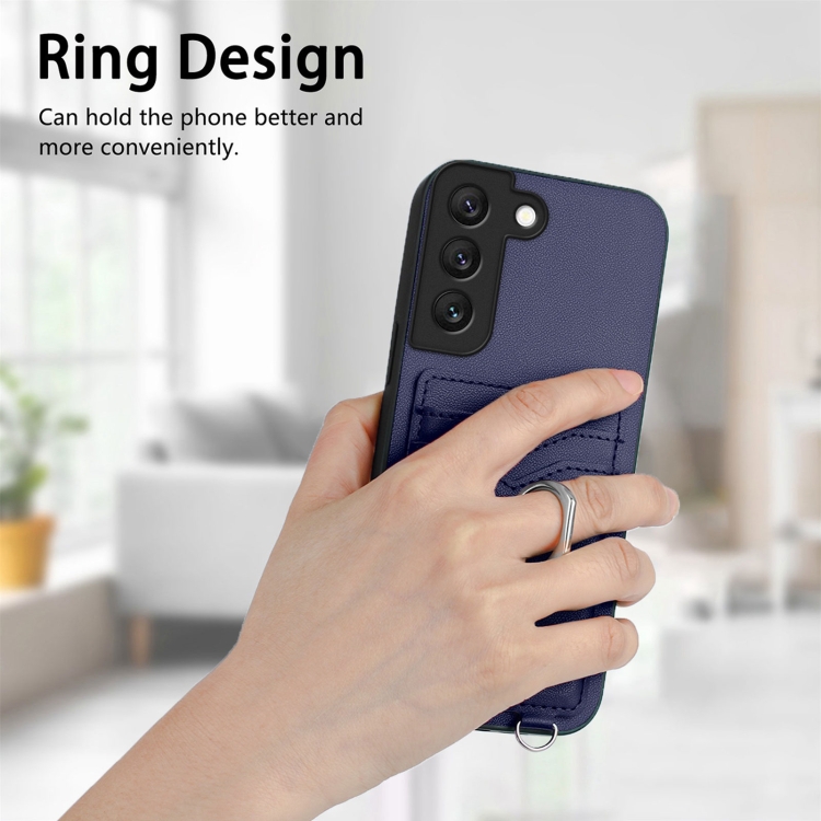 For Samsung Galaxy S22+ 5G R20 Ring Card Holder Phone Case(Blue) For Samsung Galaxy S22+ 5G R20 Ring Card Holder Phone Case(Blue)