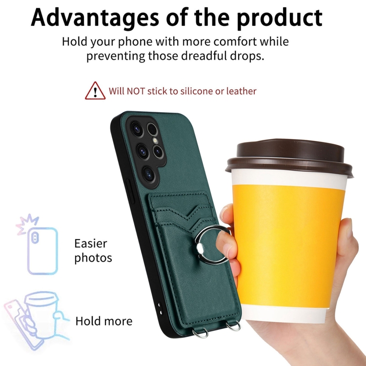 For Samsung Galaxy S23 Ultra 5G R20 Ring Card Holder Phone Case(Green) For Samsung Galaxy S23 Ultra 5G R20 Ring Card Holder Phone Case(Green)