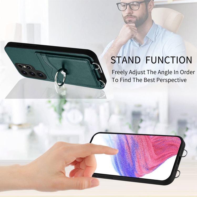 For Samsung Galaxy S23 Ultra 5G R20 Ring Card Holder Phone Case(Green) For Samsung Galaxy S23 Ultra 5G R20 Ring Card Holder Phone Case(Green)