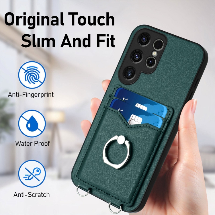 For Samsung Galaxy S23 Ultra 5G R20 Ring Card Holder Phone Case(Green) For Samsung Galaxy S23 Ultra 5G R20 Ring Card Holder Phone Case(Green)