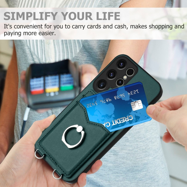 For Samsung Galaxy S23 Ultra 5G R20 Ring Card Holder Phone Case(Green) For Samsung Galaxy S23 Ultra 5G R20 Ring Card Holder Phone Case(Green)