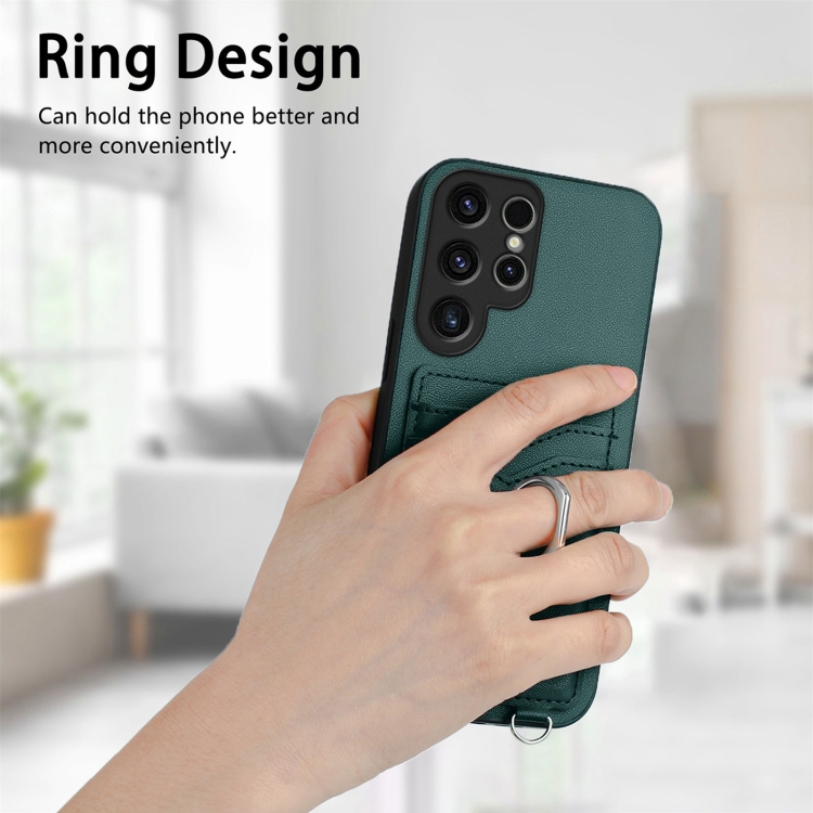 For Samsung Galaxy S23 Ultra 5G R20 Ring Card Holder Phone Case(Green) For Samsung Galaxy S23 Ultra 5G R20 Ring Card Holder Phone Case(Green)