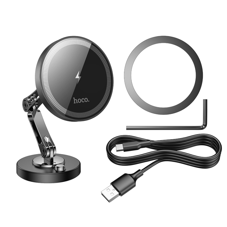 hoco HW26 Jacques Metal Magnetic Wireless Fast Charging Car Center Console Holder(Black) hoco HW26 Jacques Metal Magnetic Wireless Fast Charging Car Center Console Holder(Black)