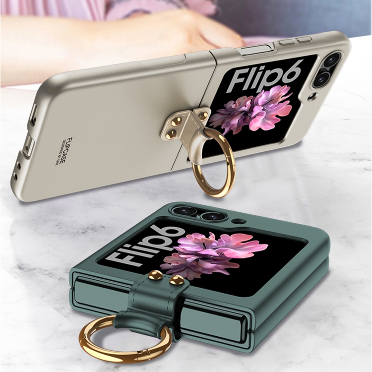 For Samsung Galaxy Z Flip6 GKK Ultra-thin PC Full Coverage Phone Case with Ring Holder(Black)