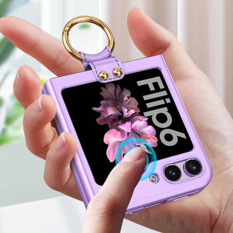 For Samsung Galaxy Z Flip6 GKK Ultra-thin PC Full Coverage Phone Case with Ring Holder(Black)
