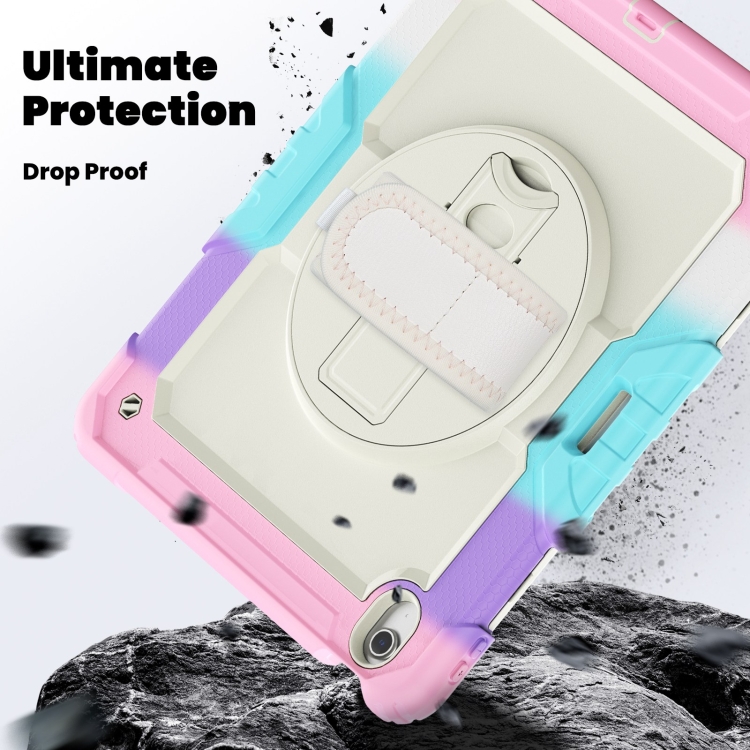 For iPad Air 13 2024 Silicone Hybrid PC Tablet Case with Shoulder Strap(Camouflage Pink)