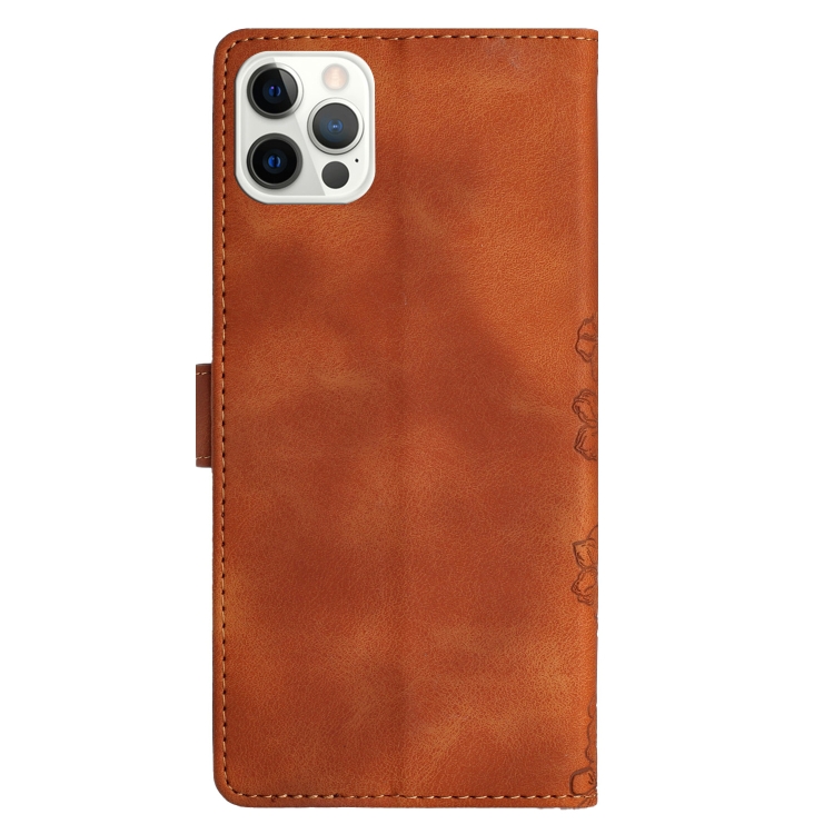 For iPhone 15 Pro Cherry Blossom Butterfly Skin Feel Embossed PU Phone Case(Brown) For iPhone 15 Pro Cherry Blossom Butterfly Skin Feel Embossed PU Phone Case(Brown)