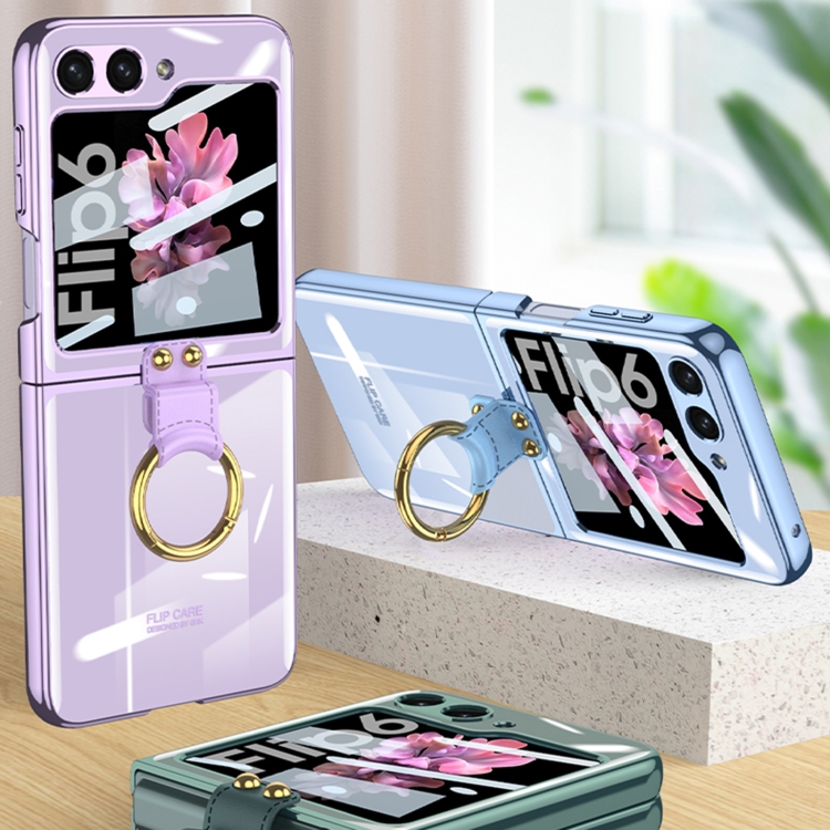For Samsung Galaxy Z Flip6 GKK Integrated Electroplating Phone Case with Ring(Green) For Samsung Galaxy Z Flip6 GKK Integrated Electroplating Phone Case with Ring(Green)