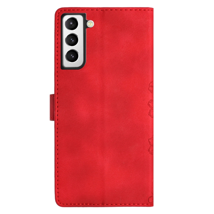 For Samsung Galaxy S22+ 5G Cherry Blossom Butterfly Skin Feel Embossed PU Phone Case(Red) For Samsung Galaxy S22+ 5G Cherry Blossom Butterfly Skin Feel Embossed PU Phone Case(Red)