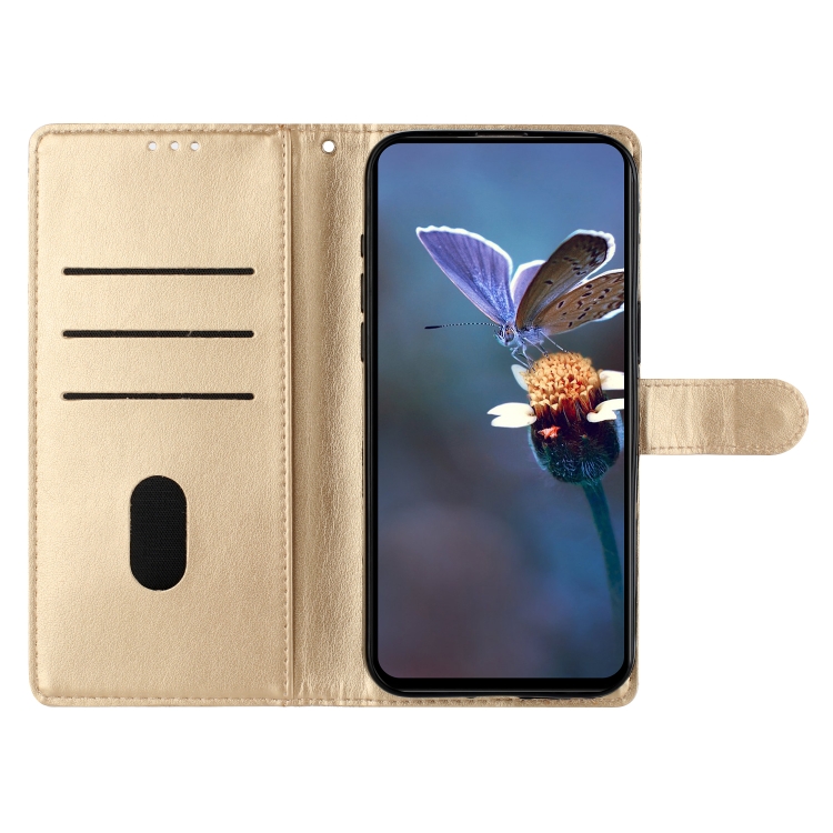 For Samsung Galaxy S23+ 5G Cherry Blossom Butterfly Skin Feel Embossed PU Phone Case(Gold) For Samsung Galaxy S23+ 5G Cherry Blossom Butterfly Skin Feel Embossed PU Phone Case(Gold)