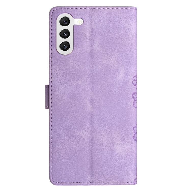 For Samsung Galaxy S24 5G Cherry Blossom Butterfly Skin Feel Embossed PU Phone Case(Purple) For Samsung Galaxy S24 5G Cherry Blossom Butterfly Skin Feel Embossed PU Phone Case(Purple)