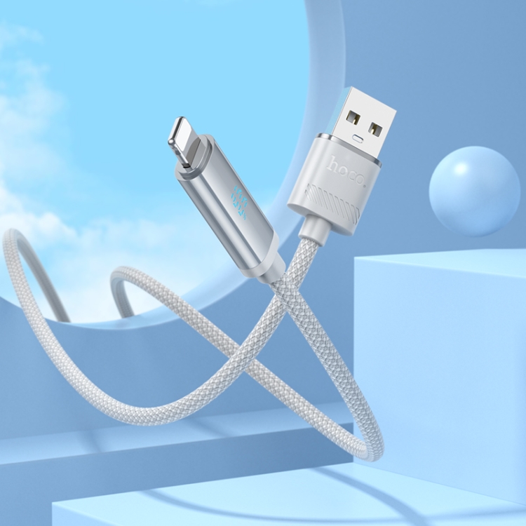 hoco U127 1.2m USB to 8 Pin Charging Data Cable with Visible Power Level(Silver Grey) hoco U127 1.2m USB to 8 Pin Charging Data Cable with Visible Power Level(Silver Grey)