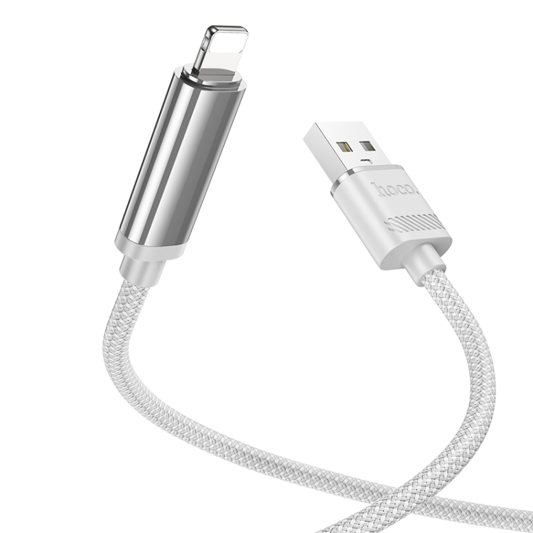 hoco U127 1.2m USB to 8 Pin Charging Data Cable with Visible Power Level(Silver Grey) hoco U127 1.2m USB to 8 Pin Charging Data Cable with Visible Power Level(Silver Grey)