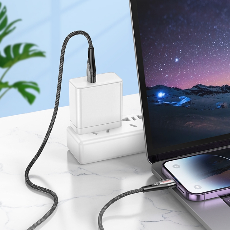 hoco U133 8 Pin to USB-A Braided Fast Charging Data Cable, Length:1.2m(Grey) hoco U133 8 Pin to USB-A Braided Fast Charging Data Cable, Length:1.2m(Grey)