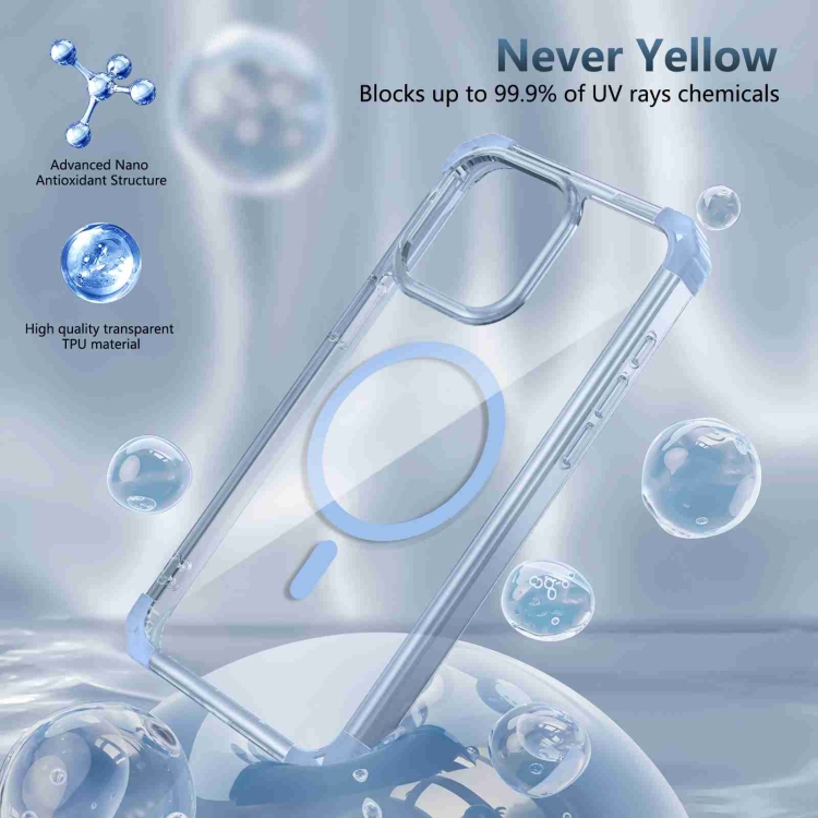 For iPhone 14 Pro Transparent MagSafe Magnetic Phone Case(Blue) For iPhone 14 Pro Transparent MagSafe Magnetic Phone Case(Blue)