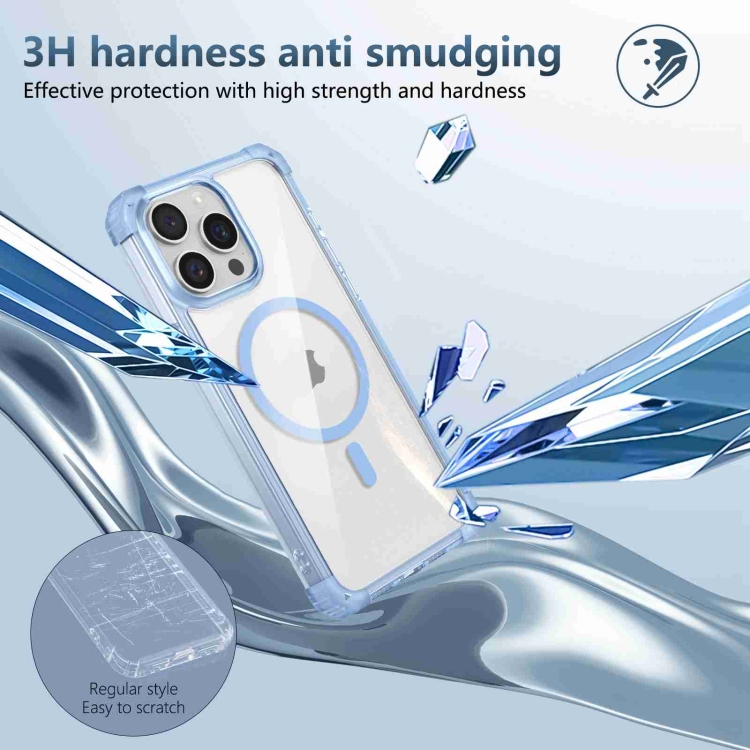 For iPhone 14 Pro Transparent MagSafe Magnetic Phone Case(Blue) For iPhone 14 Pro Transparent MagSafe Magnetic Phone Case(Blue)