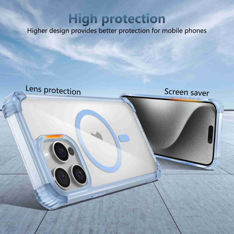 For iPhone 14 Pro Transparent MagSafe Magnetic Phone Case(Blue) For iPhone 14 Pro Transparent MagSafe Magnetic Phone Case(Blue)