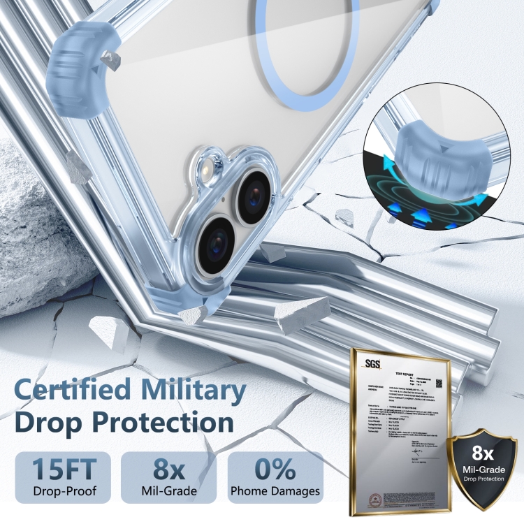 For iPhone 16 Transparent MagSafe Magnetic Phone Case(Blue) - 6