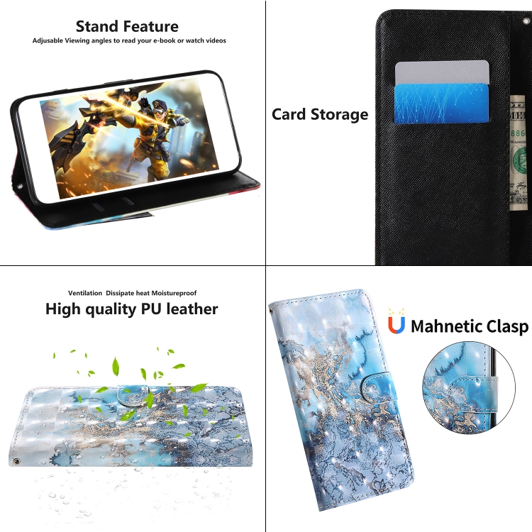 For iPhone 12 / 12 Pro 3D Painting Colored Drawing Pattern Horizontal Flip TPU + PU Leather Case with Holder & Card Slots & Wallet & Lanyard(Milky Way)