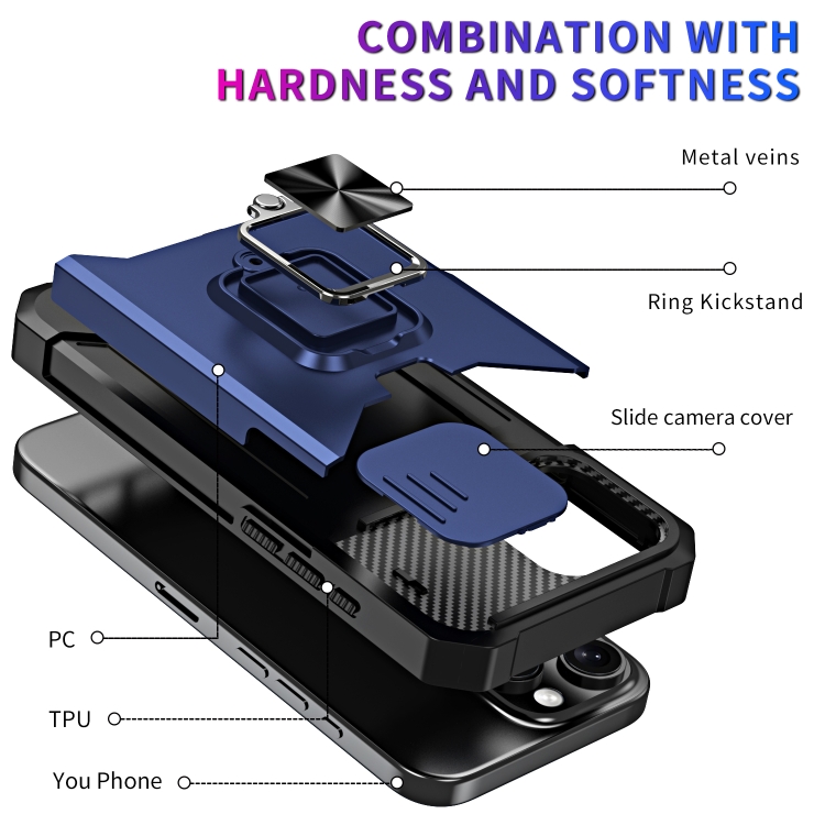 For iPhone 16 Pro Camera Shield Card Slot PC+TPU Phone Case(Silver) For iPhone 16 Pro Camera Shield Card Slot PC+TPU Phone Case(Silver)