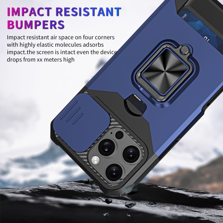For iPhone 16 Pro Camera Shield Card Slot PC+TPU Phone Case(Silver) For iPhone 16 Pro Camera Shield Card Slot PC+TPU Phone Case(Silver)
