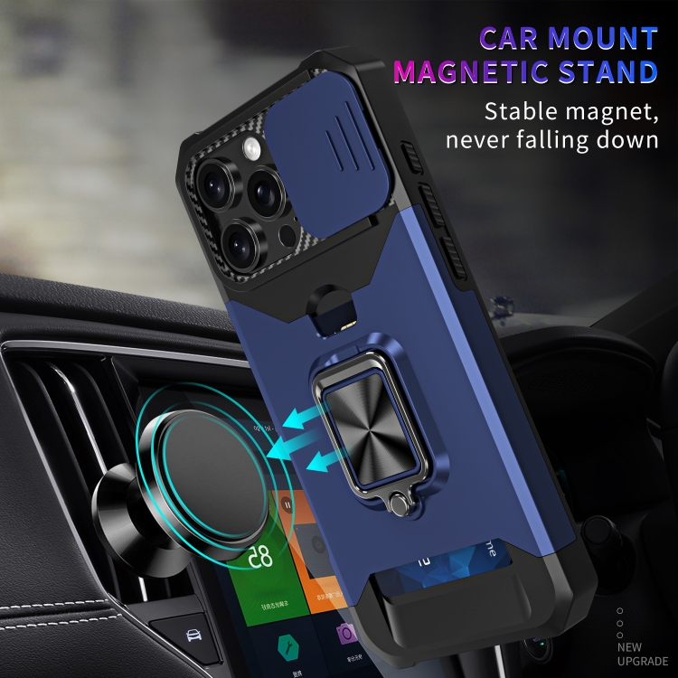 For iPhone 16 Pro Camera Shield Card Slot PC+TPU Phone Case(Silver) For iPhone 16 Pro Camera Shield Card Slot PC+TPU Phone Case(Silver)