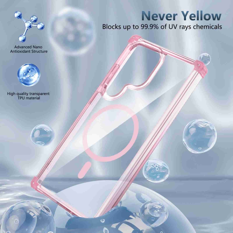 For Samsung Galaxy S23 FE 5G Transparent MagSafe Magnetic Phone Case(Pink) For Samsung Galaxy S23 FE 5G Transparent MagSafe Magnetic Phone Case(Pink)