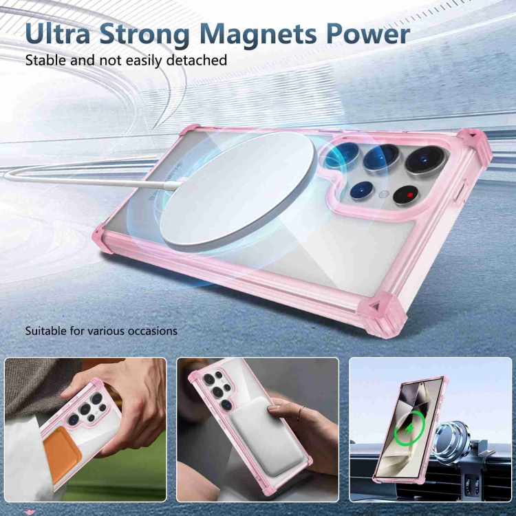 For Samsung Galaxy S23 FE 5G Transparent MagSafe Magnetic Phone Case(Pink) For Samsung Galaxy S23 FE 5G Transparent MagSafe Magnetic Phone Case(Pink)