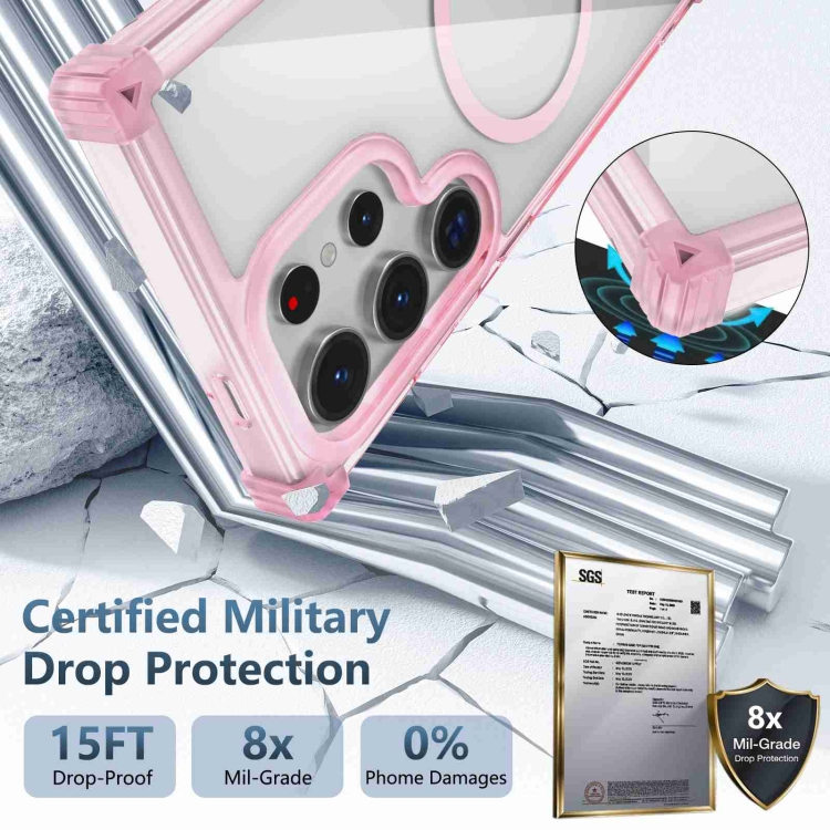 For Samsung Galaxy S23 FE 5G Transparent MagSafe Magnetic Phone Case(Pink) For Samsung Galaxy S23 FE 5G Transparent MagSafe Magnetic Phone Case(Pink)
