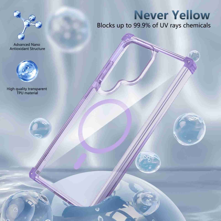 For Samsung Galaxy S24 5G Transparent MagSafe Magnetic Phone Case(Purple) For Samsung Galaxy S24 5G Transparent MagSafe Magnetic Phone Case(Purple)
