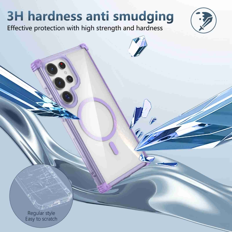 For Samsung Galaxy S24 5G Transparent MagSafe Magnetic Phone Case(Purple) For Samsung Galaxy S24 5G Transparent MagSafe Magnetic Phone Case(Purple)