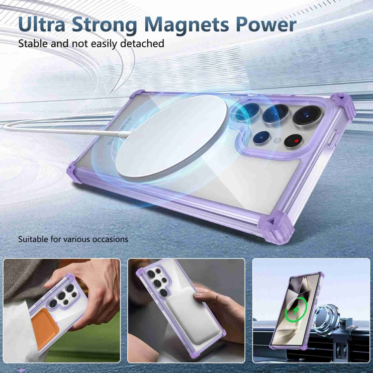 For Samsung Galaxy S24 5G Transparent MagSafe Magnetic Phone Case(Purple) For Samsung Galaxy S24 5G Transparent MagSafe Magnetic Phone Case(Purple)