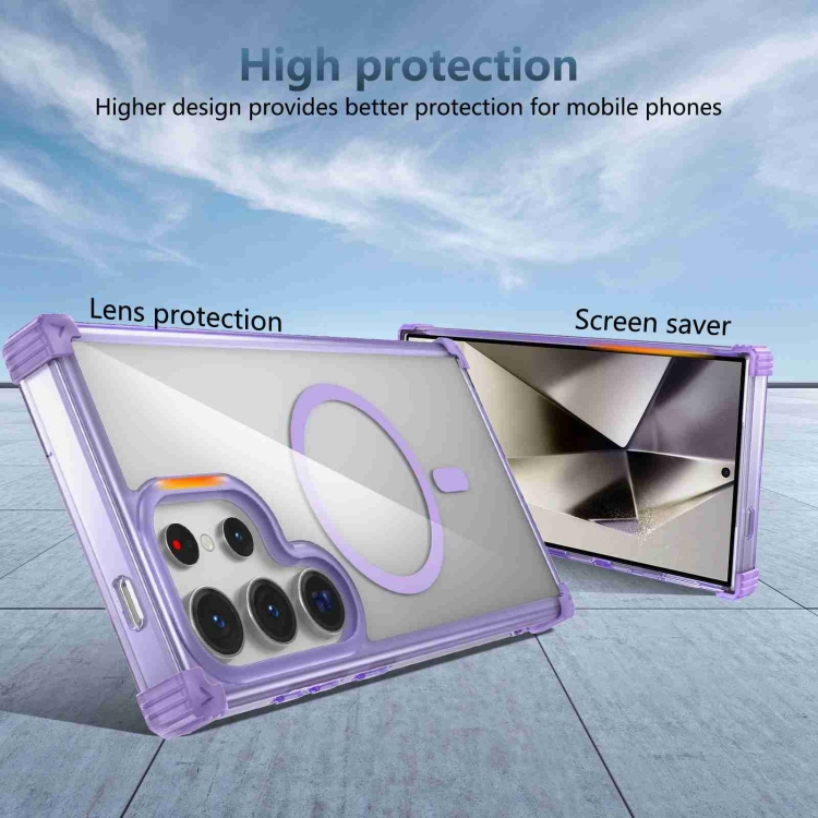 For Samsung Galaxy S24 5G Transparent MagSafe Magnetic Phone Case(Purple) For Samsung Galaxy S24 5G Transparent MagSafe Magnetic Phone Case(Purple)