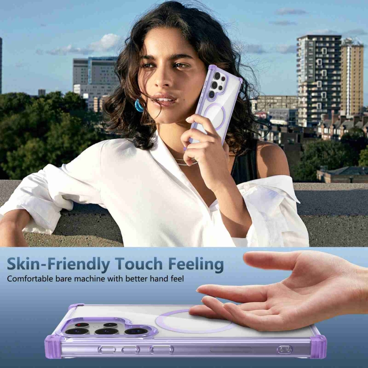 For Samsung Galaxy S24 5G Transparent MagSafe Magnetic Phone Case(Purple) For Samsung Galaxy S24 5G Transparent MagSafe Magnetic Phone Case(Purple)