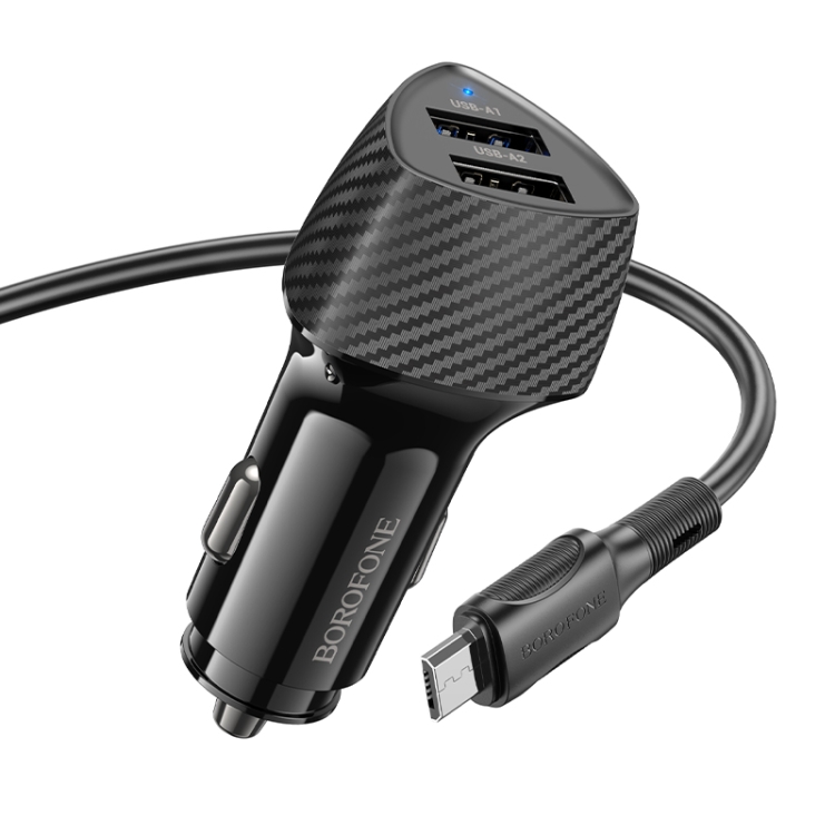 BOROFONE BZ31A Solid Dual-port USB Car Charger Set with USB to Micro USB Cable(Black) BOROFONE BZ31A Solid Dual-port USB Car Charger Set with USB to Micro USB Cable(Black)