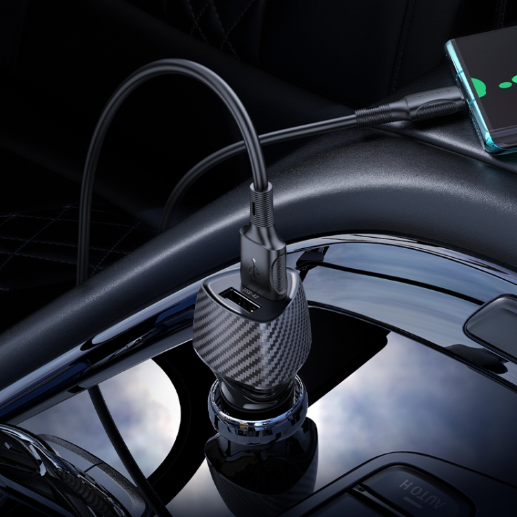 BOROFONE BZ31A Solid Dual-port USB Car Charger Set with USB to Type-C Cable(Black) BOROFONE BZ31A Solid Dual-port USB Car Charger Set with USB to Type-C Cable(Black)