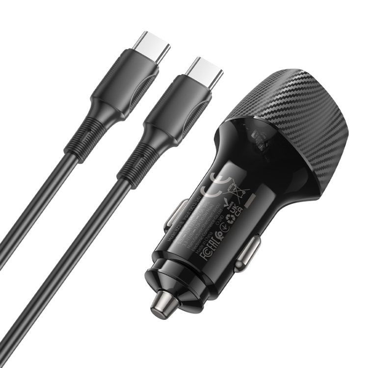 BOROFONE BZ31B Solid Single PD30W Car Charger Set with Type-C to Type-C Cable(Black) BOROFONE BZ31B Solid Single PD30W Car Charger Set with Type-C to Type-C Cable(Black)